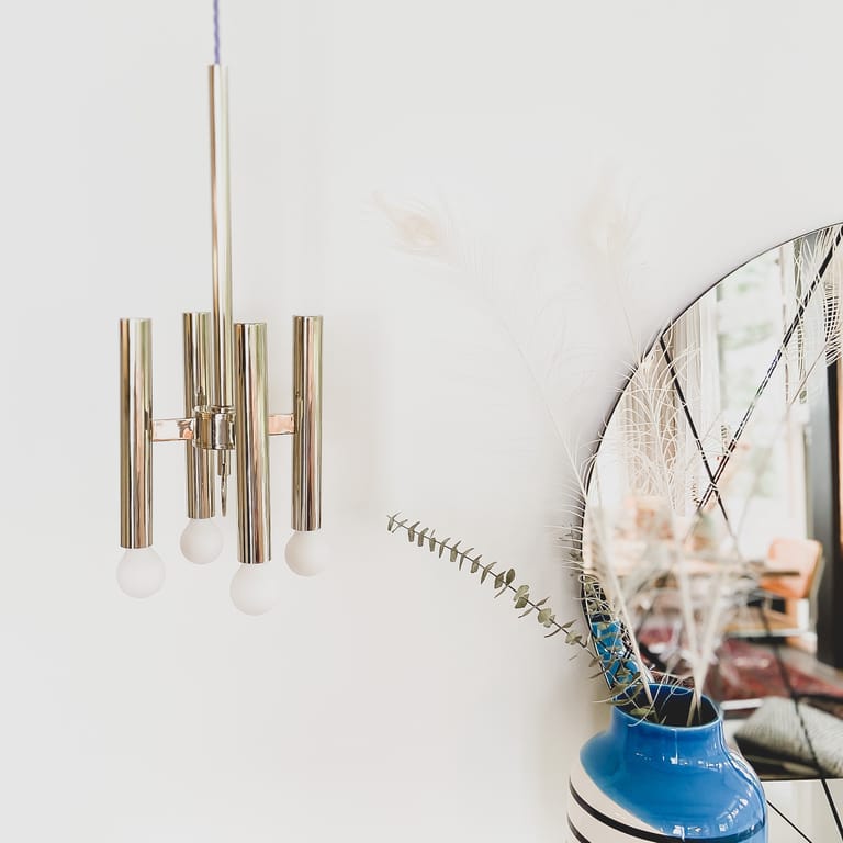 Luxury vintage chrome pendant light with opal glass globes, reimagined by Haus Jacob – sculptural lighting design, Munich studio